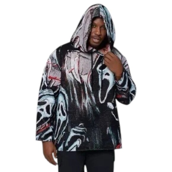 Spirit Halloween Ghost Face Jacquard Hoodie Size XL Scream Tapestry RARE Viral - Picture 1 of 7
